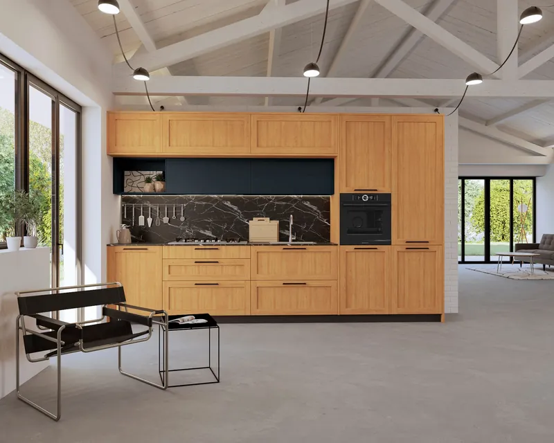 Logi 7 wood veneer cabinet doors on particle core